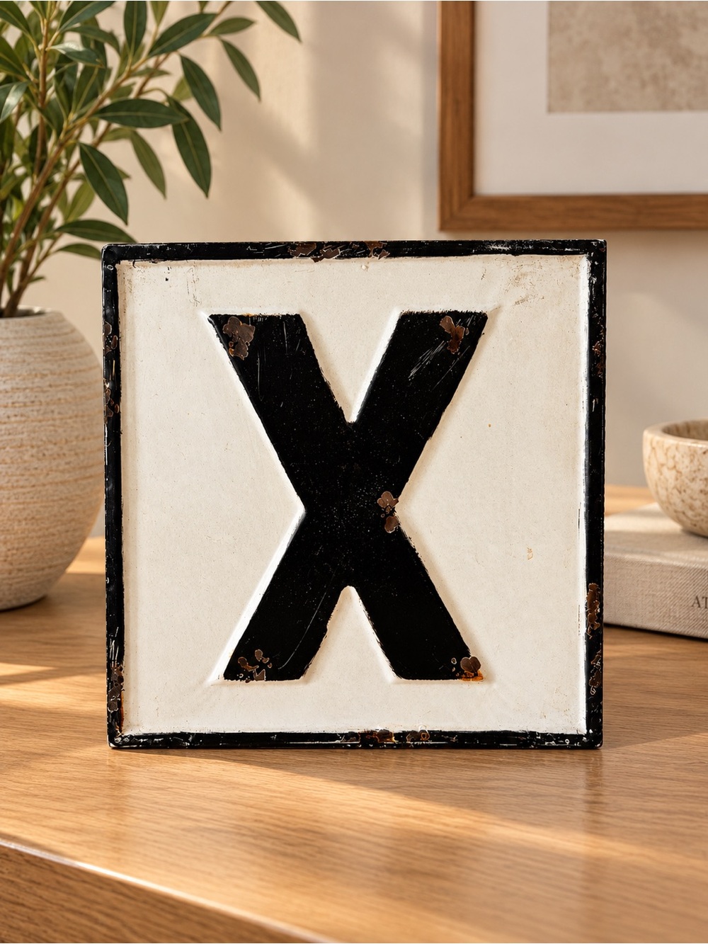 Home Accents Black & White Letter Block X by